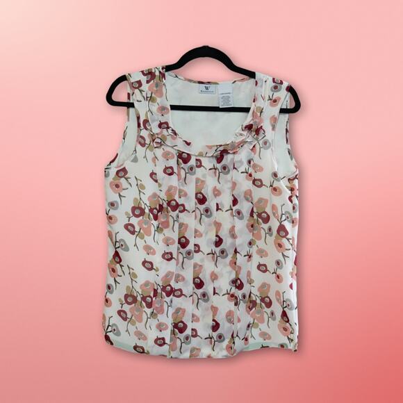 Worthing Beige Floral Blouse - Women's Size Large - Picture 1 of 2